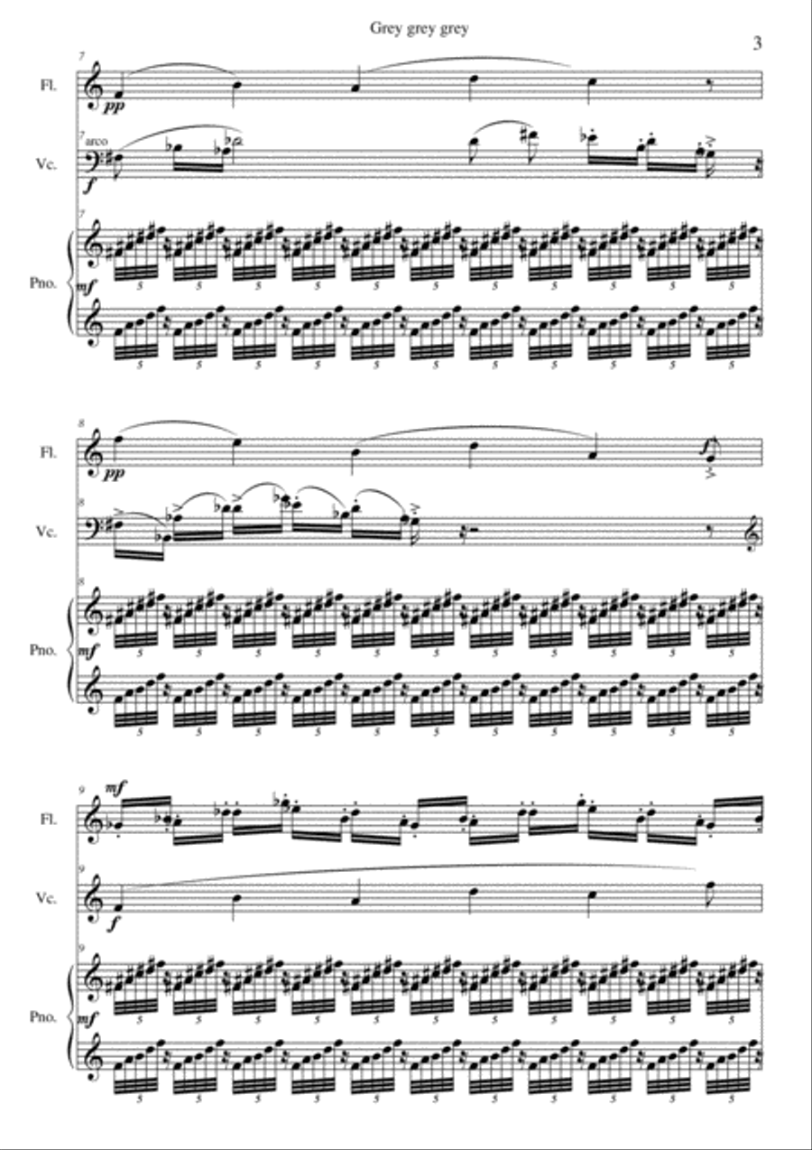 Grey Grey Grey for flute cello and piano from Suite Black White and Grey Flute scores gallery preview page 3