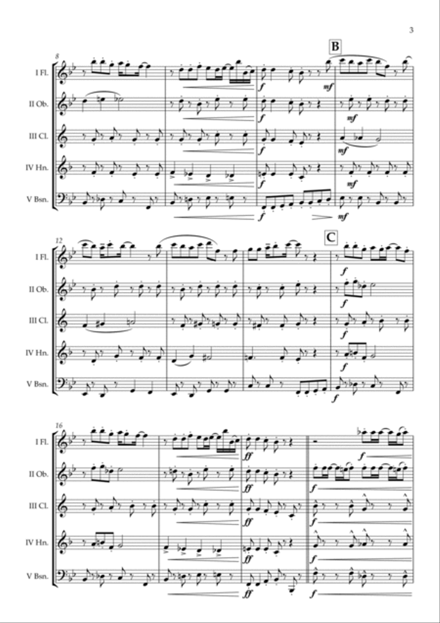 The Muppet Show Theme Woodwind Quintet scores gallery preview page 4