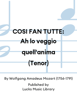 Book cover for COSI FAN TUTTE: Ah lo veggio quell'anima (Tenor)