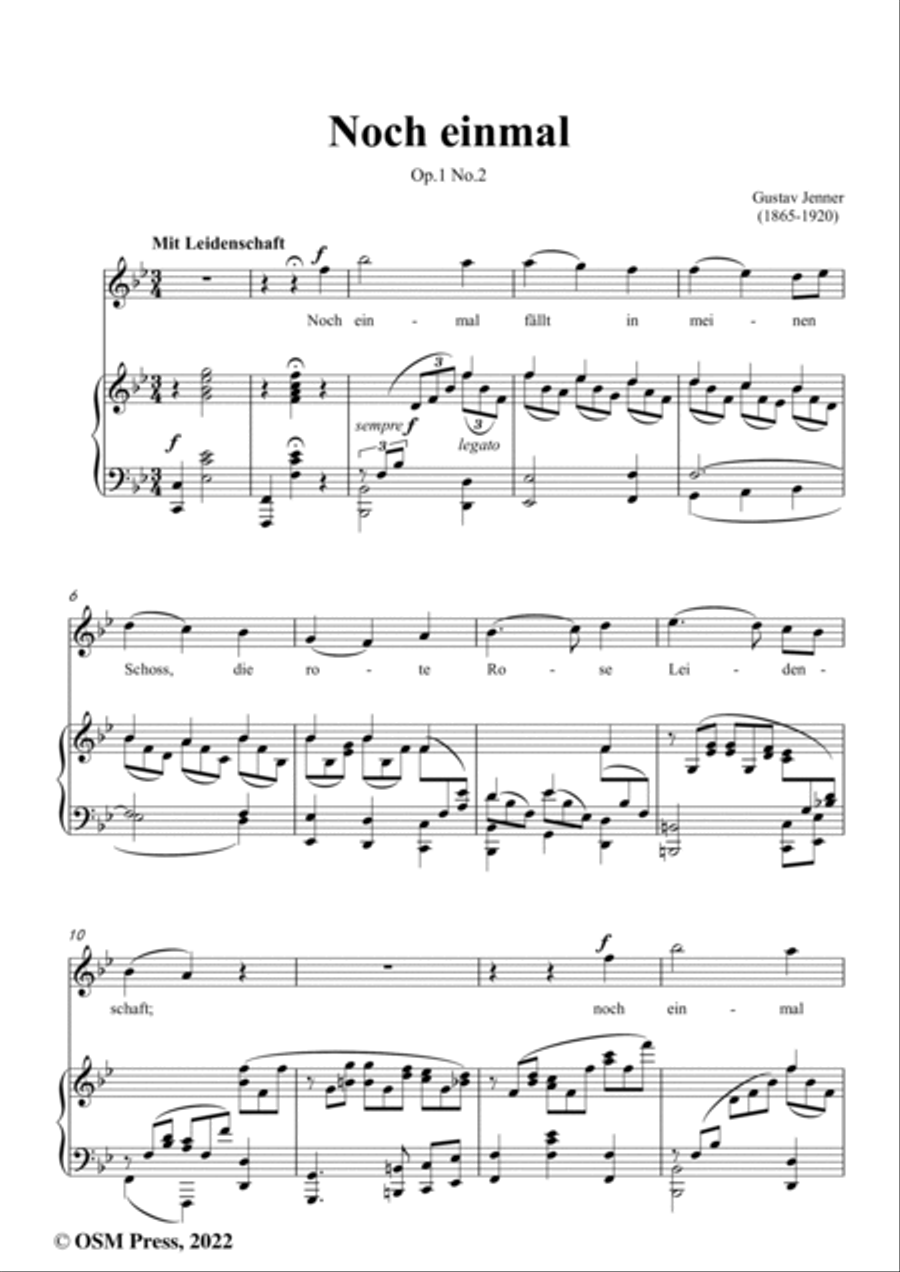 Jenner-Noch einmal,in B flat Major,Op.1 No.2,from '4 Lieder,Op.1' Voice scores gallery preview page 2