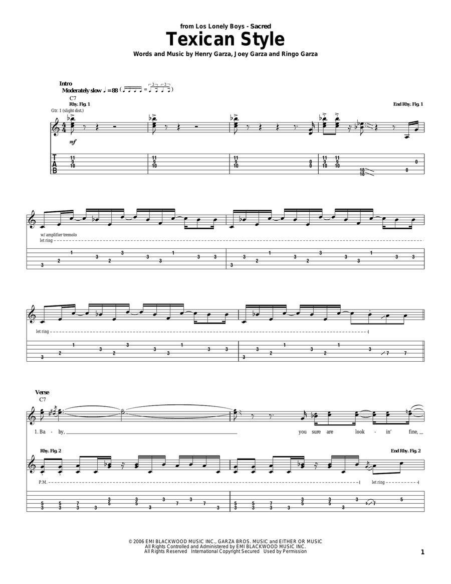 Texican Style Acoustic Guitar scores gallery preview page 1