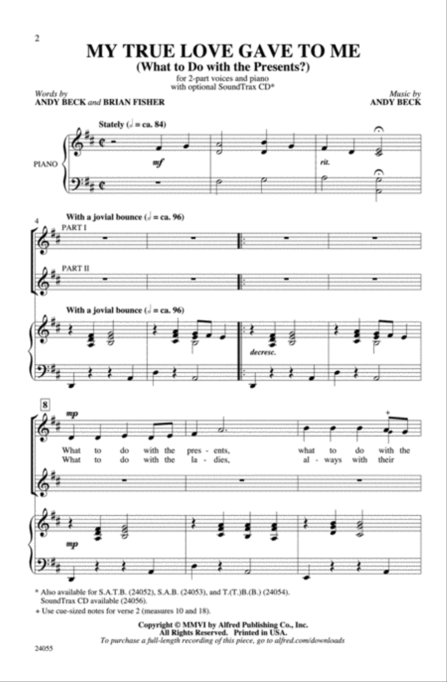 My True Love Gave to Me (What to Do with the Presents?) 2-Part scores gallery preview page 2