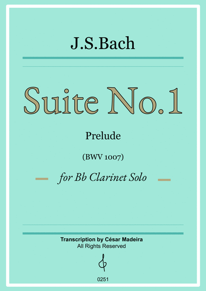 Suite No.1 by Bach - Bb Clarinet Solo - Prelude (BWV1007) image number null