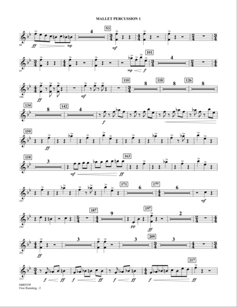 Free Running - Mallet Percussion 1 Concert Band scores gallery preview page 2