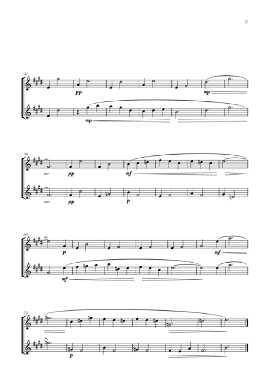 Gymnopédie no 1 | Trumpet in Bb Duet | Original Key |Easy intermediate Trumpet Duet scores gallery preview page 3