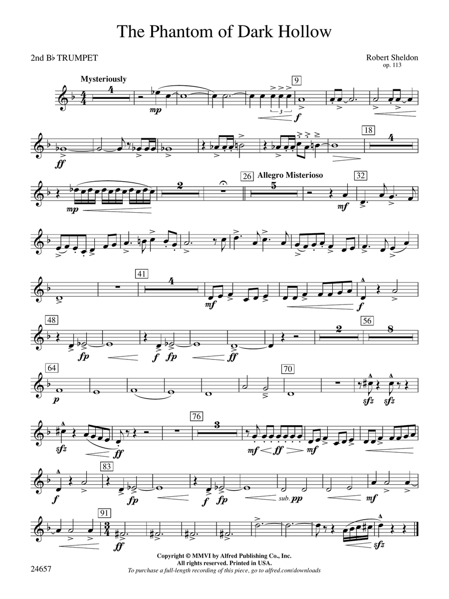 The Phantom of Dark Hollow: 2nd B-flat Trumpet