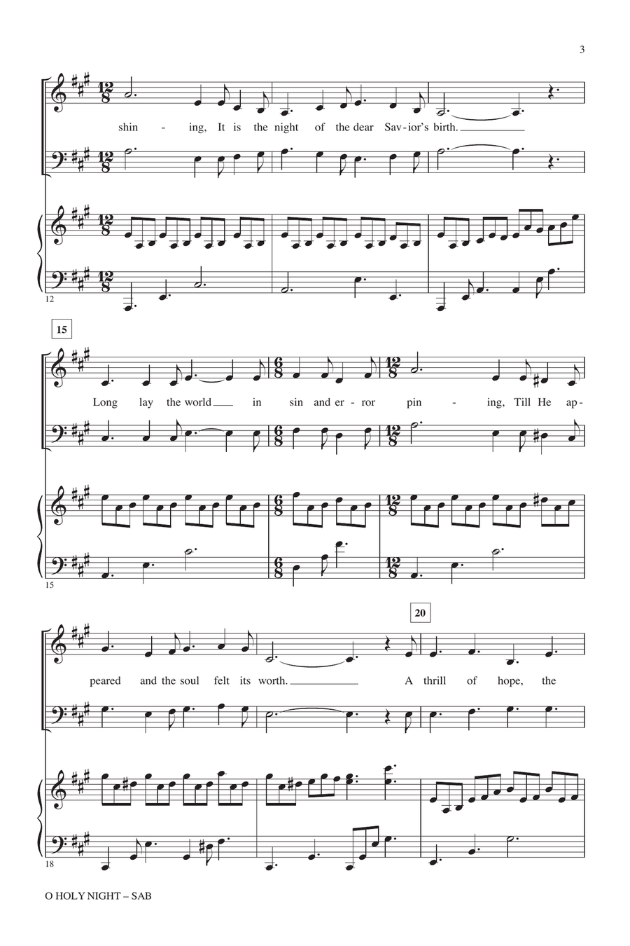 O Holy Night (with Jesu, Joy Of Man's Desiring) 3-Part scores gallery preview page 2