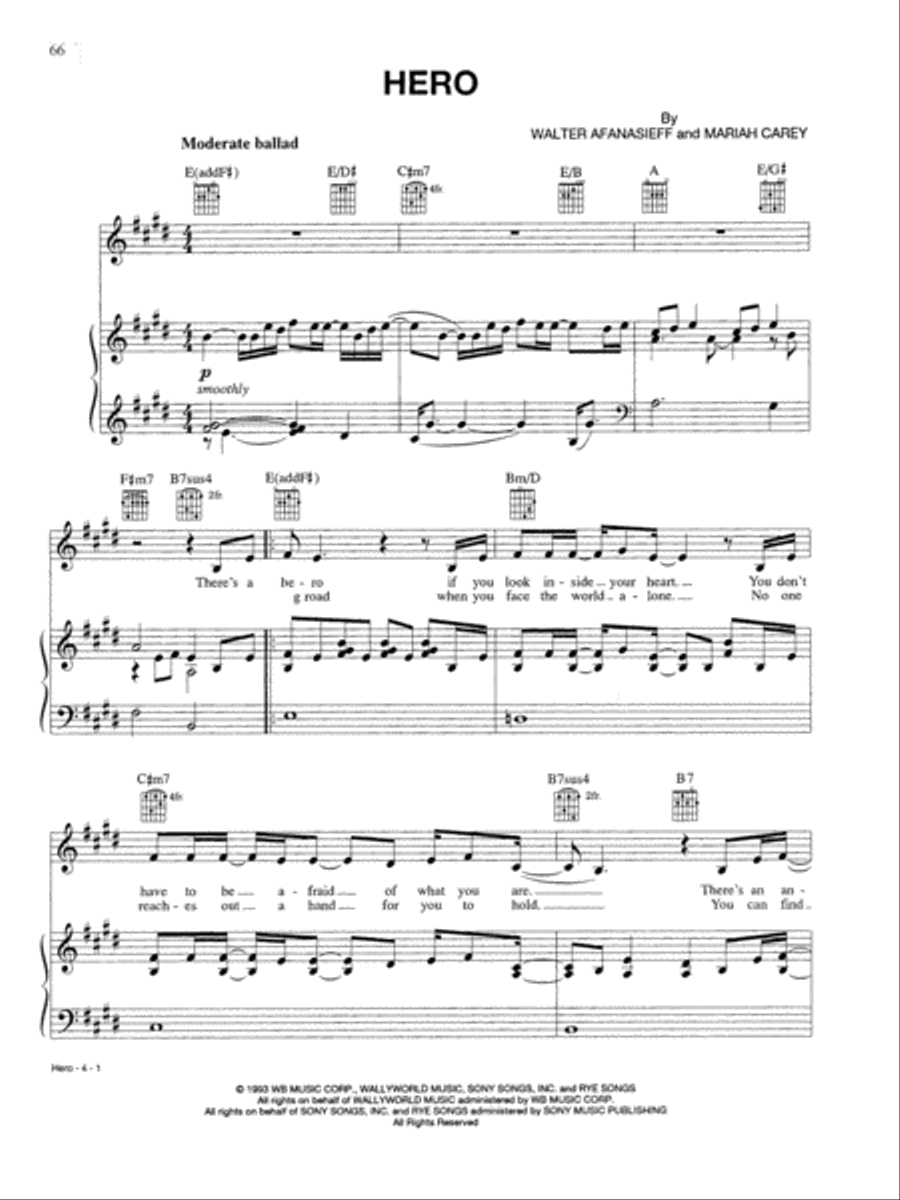 Hero Piano, Vocal, Guitar scores gallery preview page 1