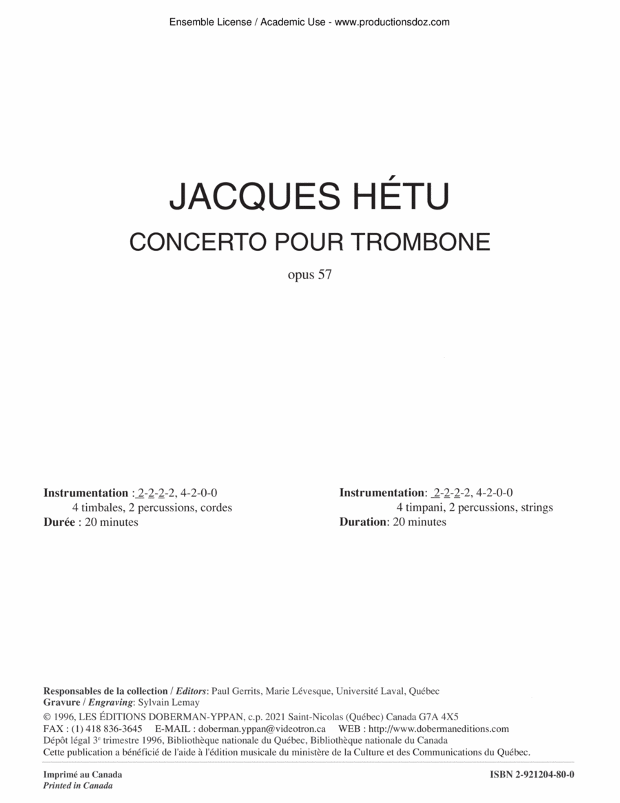 Concerto for trombone op. 57 (pno red) Piano scores gallery preview page 1