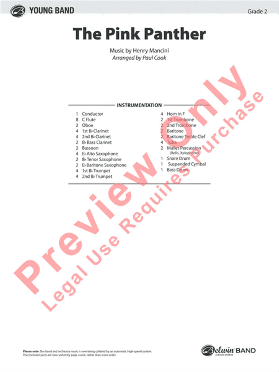 The Pink Panther Concert Band scores gallery preview page 2