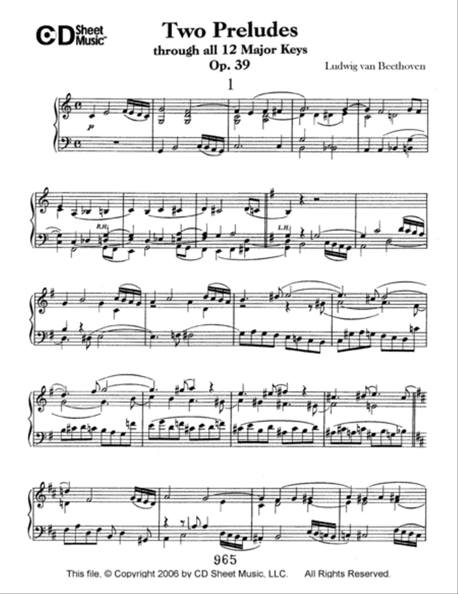 Preludes (2) Through All 12 Major Keys, Op. 39 Piano Solo scores gallery preview page 1
