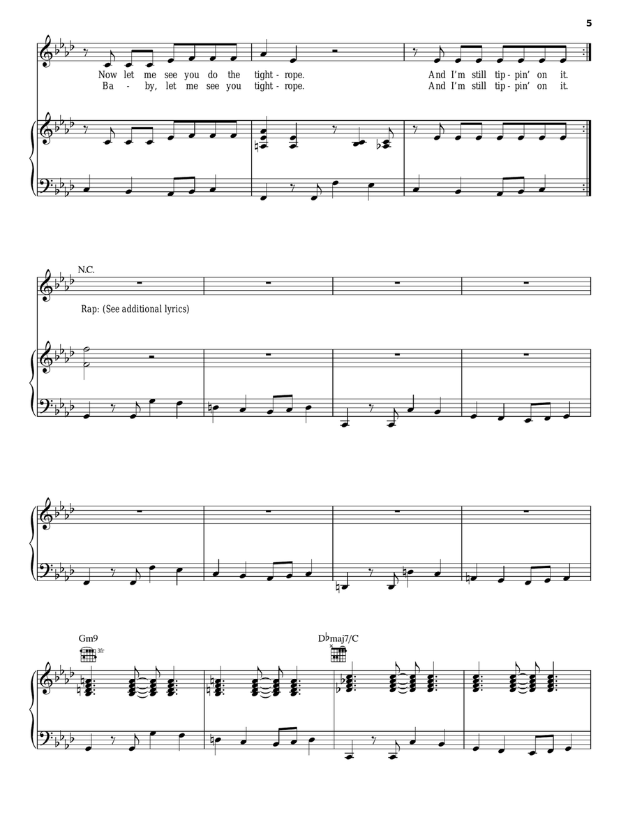 Tightrope Tightrope Piano, Vocal, Guitar scores gallery preview page 5