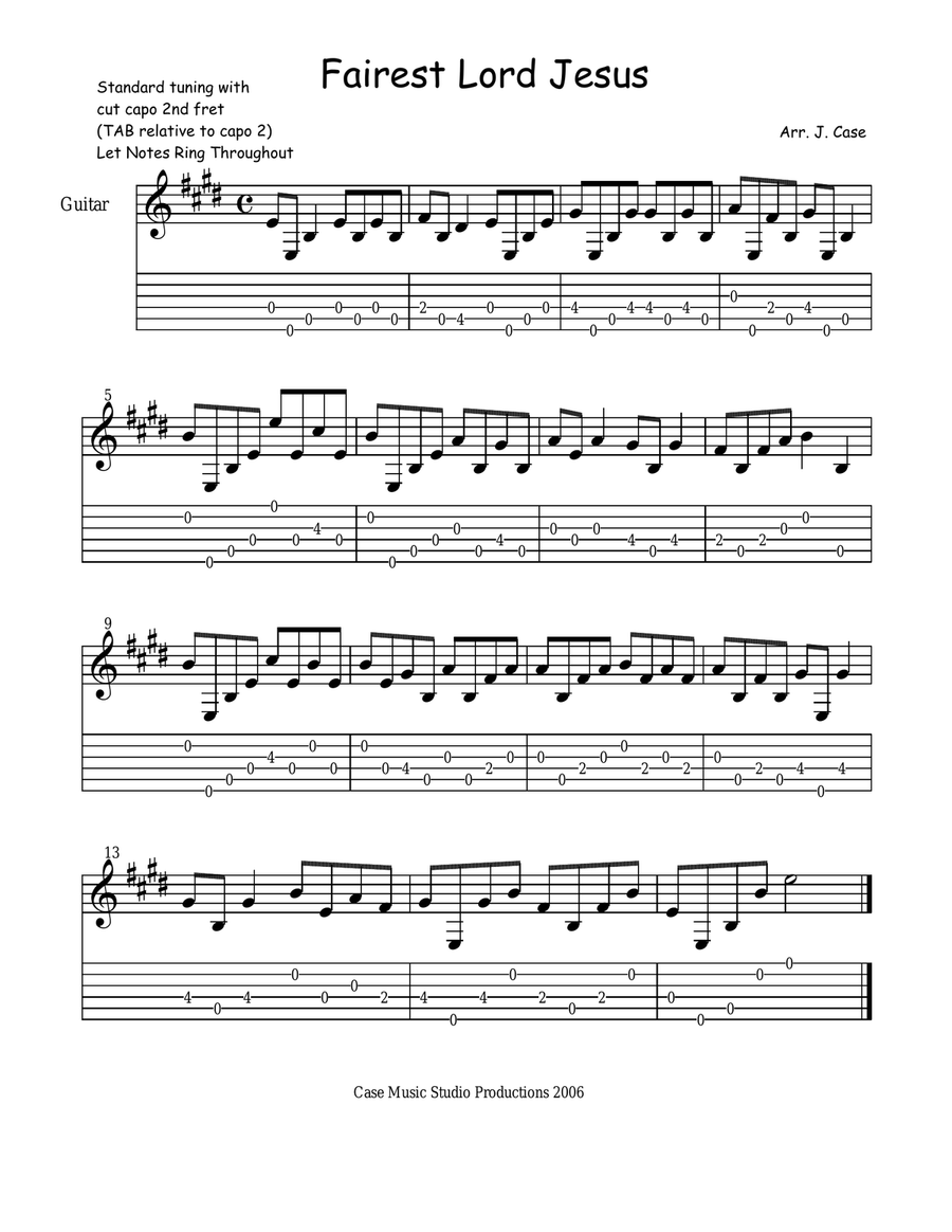 Easy Cut-Capo Finger-Style Christmas (TAB) Guitar Tablature scores gallery preview page 4
