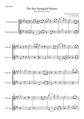 The Star Spangled Banner (USA National Anthem) for Alto Saxophone & Tenor Saxophone Duo