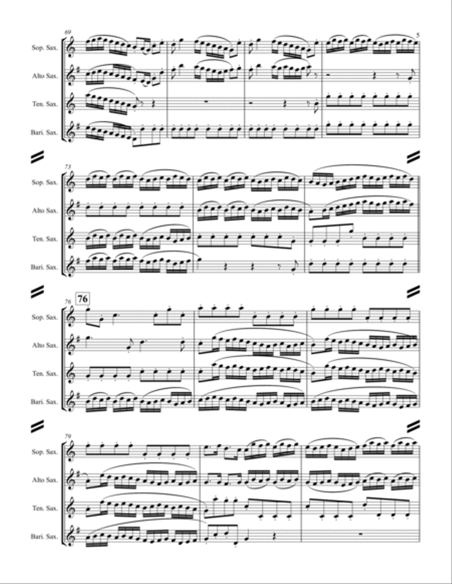 Telemann – Wassermusik Suite Complete (for Saxophone Quartet SATB) Saxophone Quartet scores gallery preview page 6