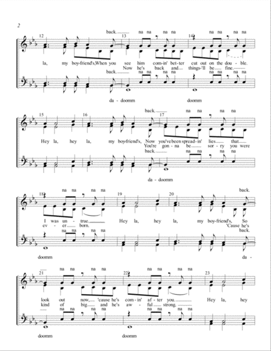 My Boyfriend's Back My Boyfriend's Back SSAA scores gallery preview page 2