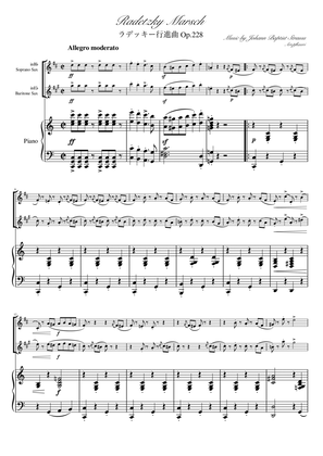 "Radetzky Marsch" (Cdur) Piano trio / soprano Sax & baritone Sax