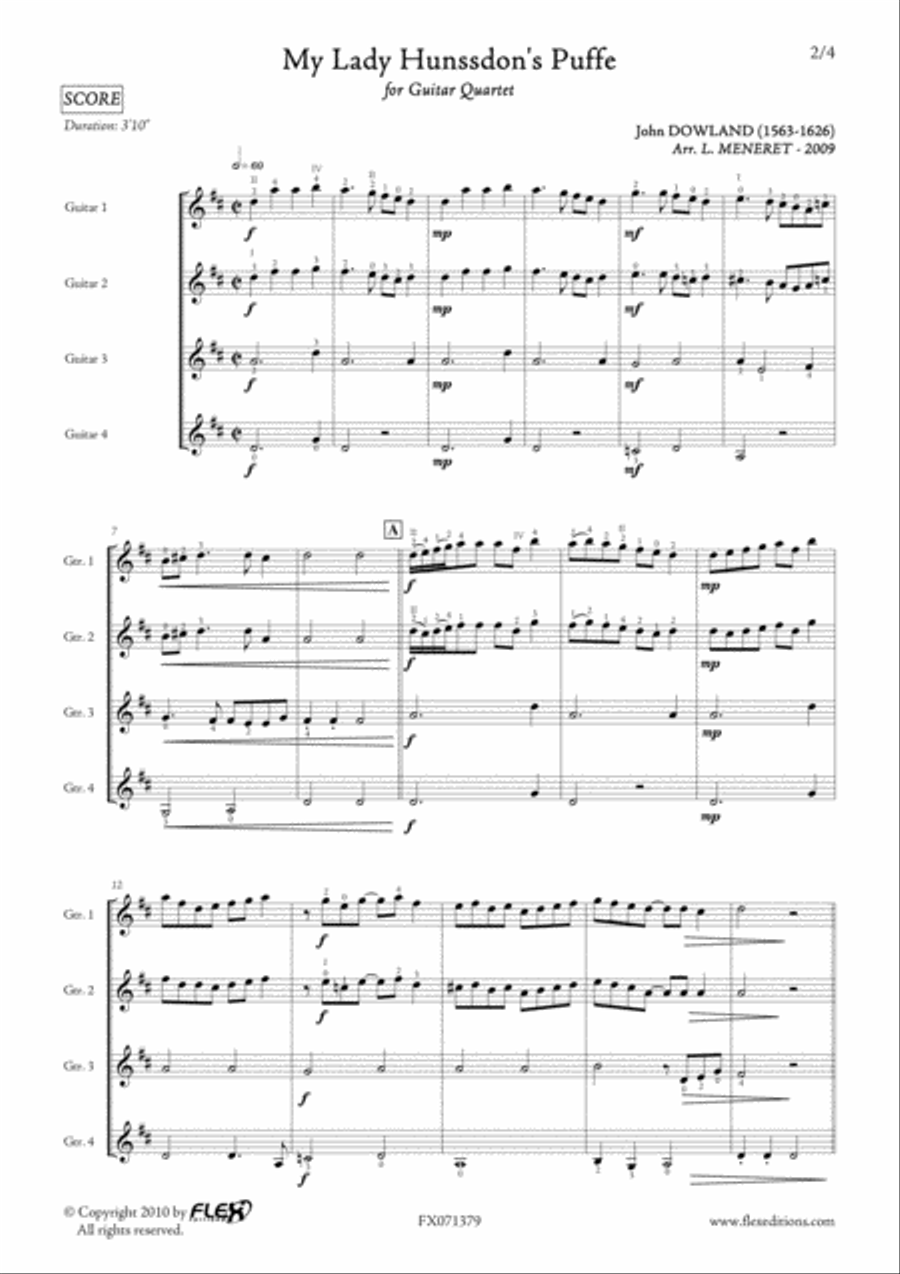 My Lady Hunssdon's Puffe Guitar Ensemble scores gallery preview page 2