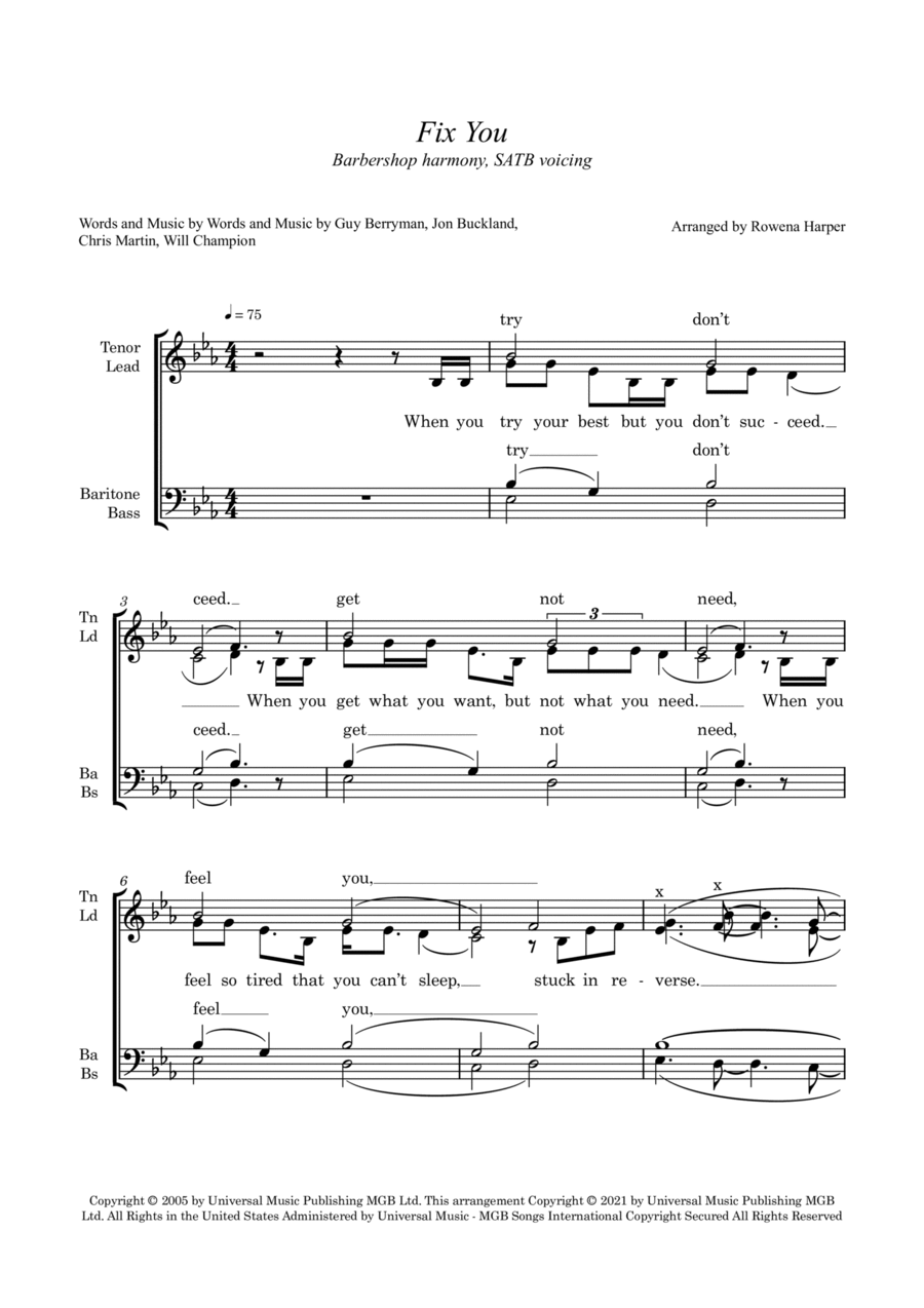 Fix You 4-Part scores gallery preview page 1
