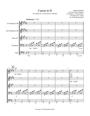 Canon in D (Pachelbel) (D) (Brass Quintet - 2 Trp, 1 Hrn, 1 Trb, 1 Tuba) (2 Trp, 1 Hrn lead)