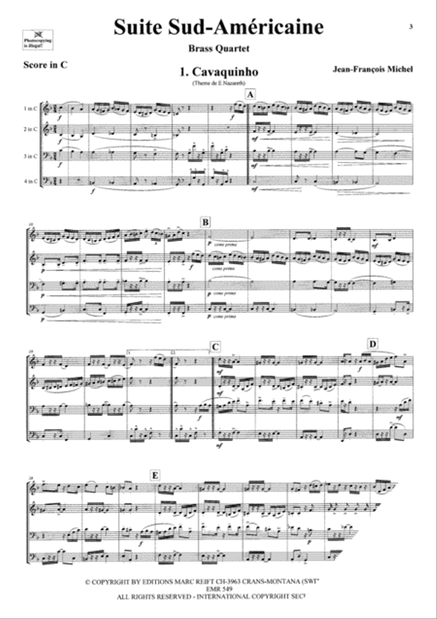 Suite Sud-Americaine Brass Quartet scores gallery preview page 4