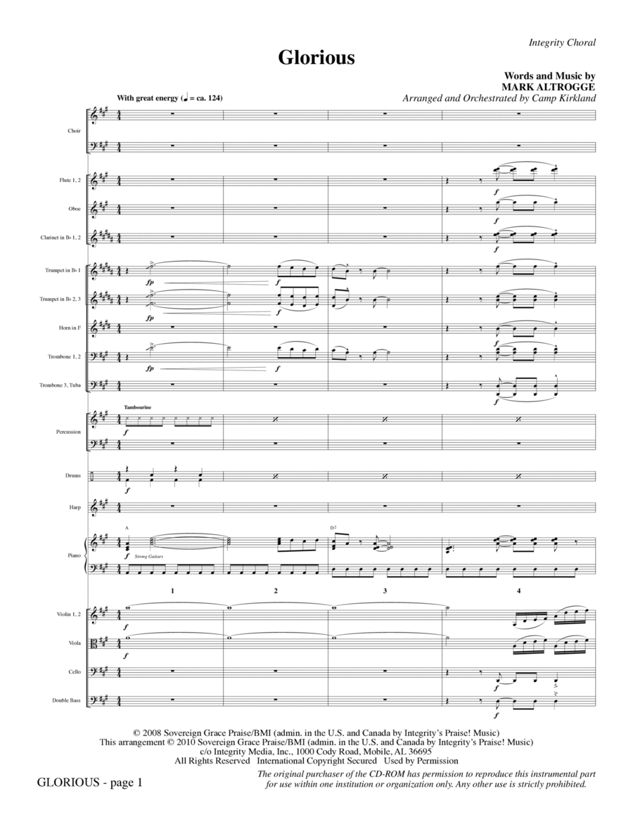 Glorious - Full Score Choir scores gallery preview page 1