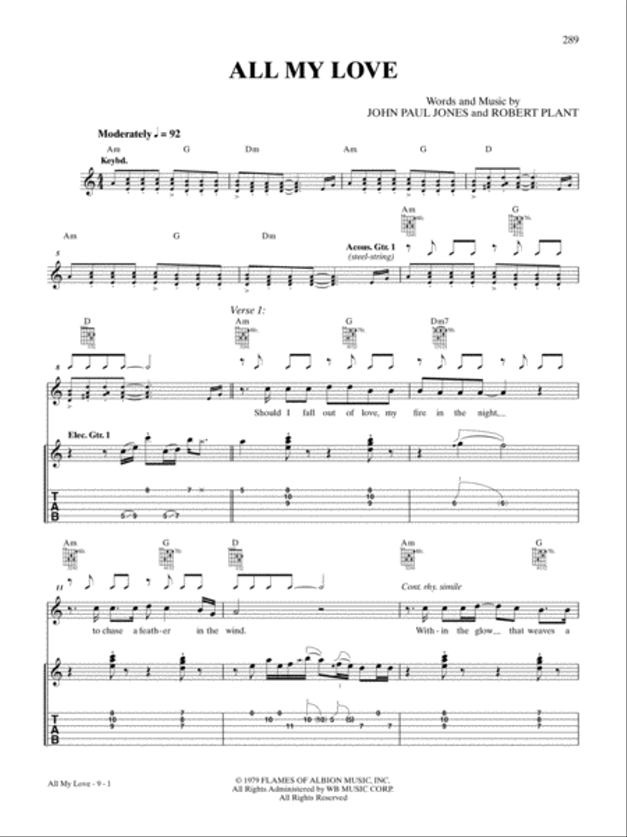 All My Love Guitar Tablature scores gallery preview page 1