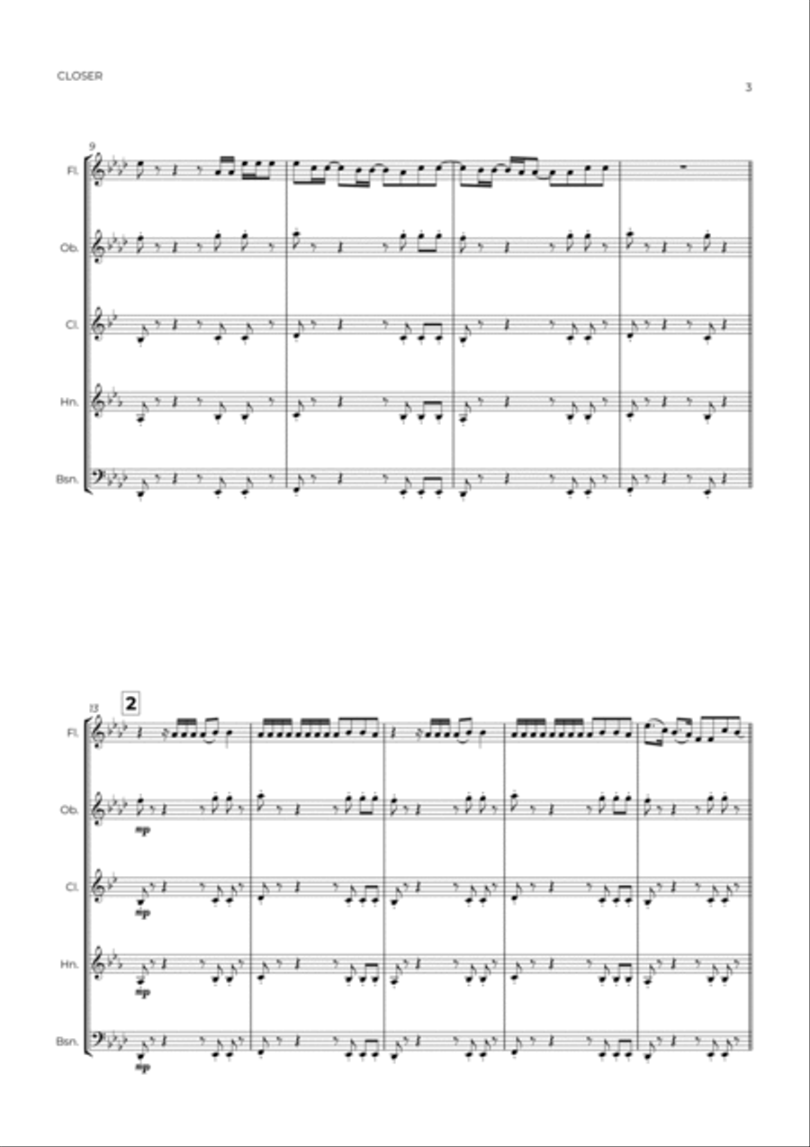 Closer Closer Woodwind Quintet scores gallery preview page 3