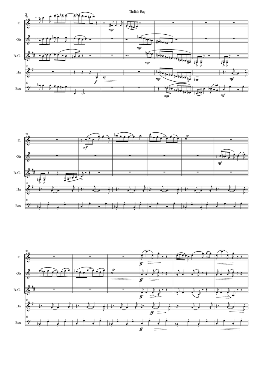 Thalia's Rag for wind quintet Woodwind Quintet scores gallery preview page 2