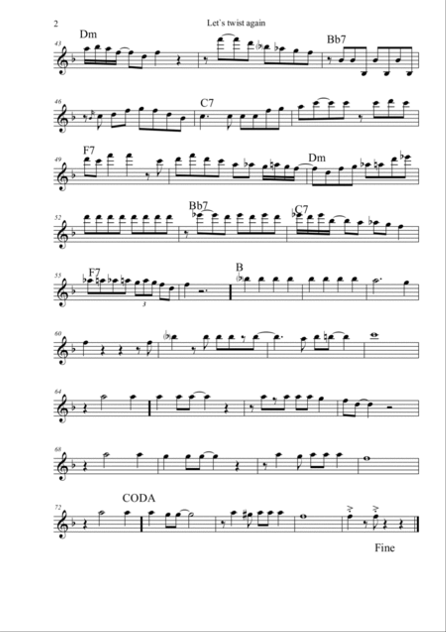 Let's Twist Again Tenor Saxophone scores gallery preview page 2