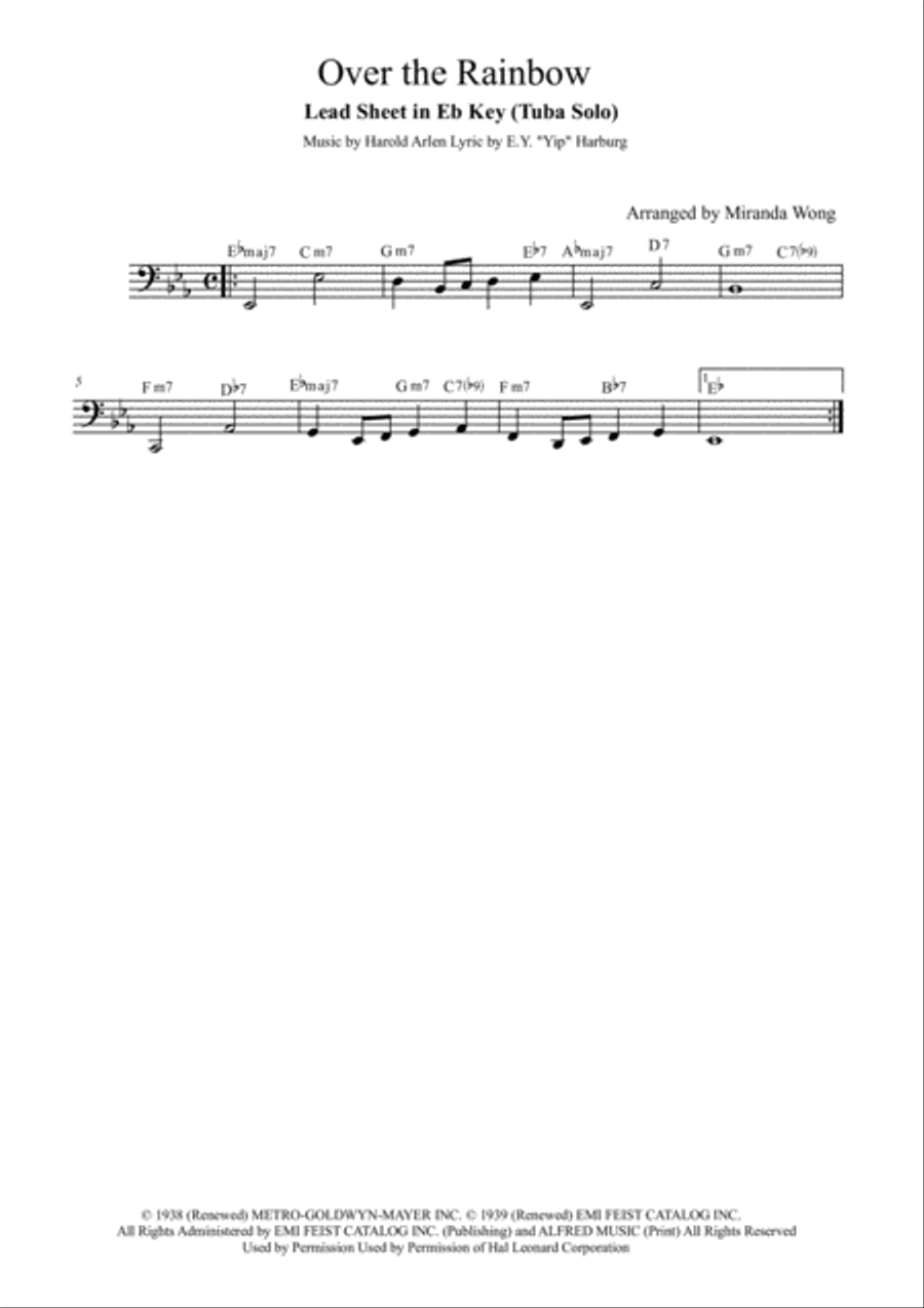 Over The Rainbow (from The Wizard Of Oz) Tuba scores gallery preview page 1