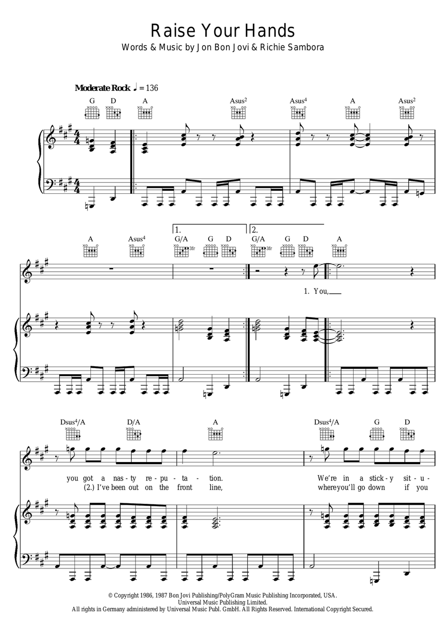 Raise Your Hands Raise Your Hands Piano, Vocal scores gallery preview page 1