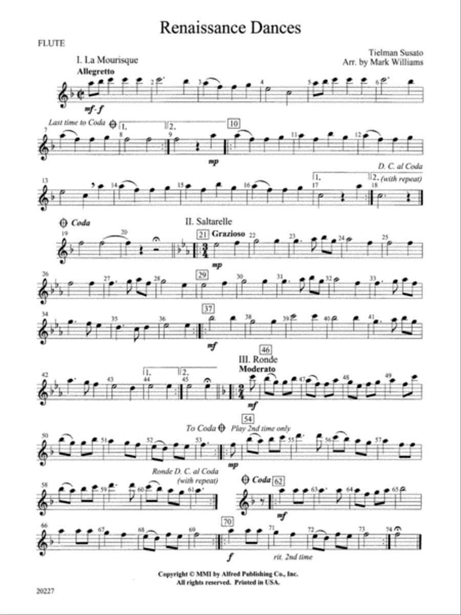 Renaissance Dances: Flute Concert Band scores gallery preview page 1
