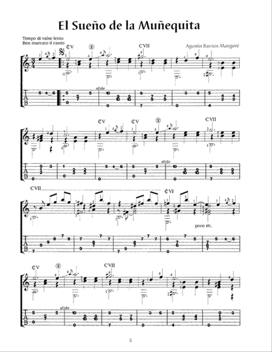 Barrios in Tablature, Volume 1 Acoustic Guitar scores gallery preview page 6