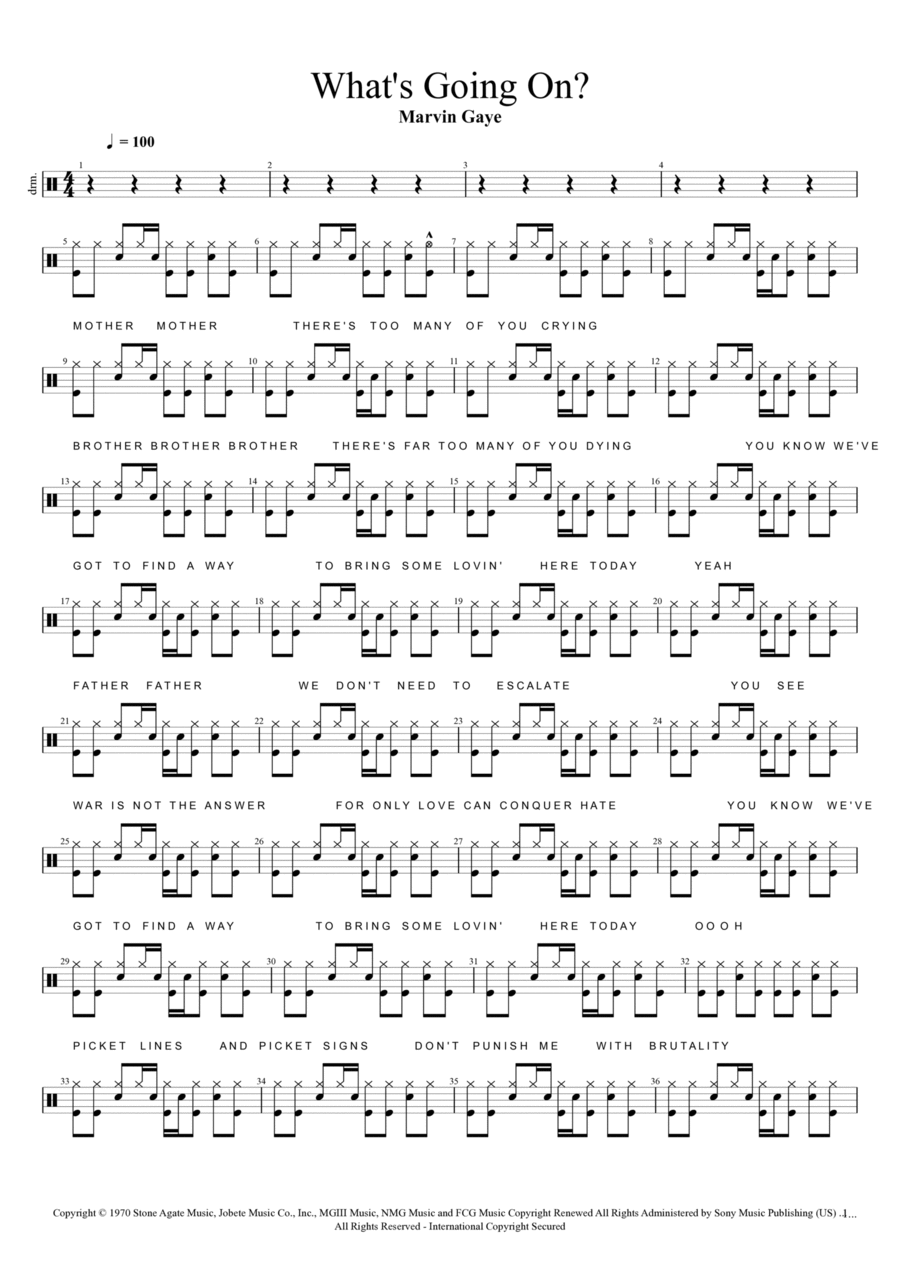 What's Going On Drum Set scores gallery preview page 1