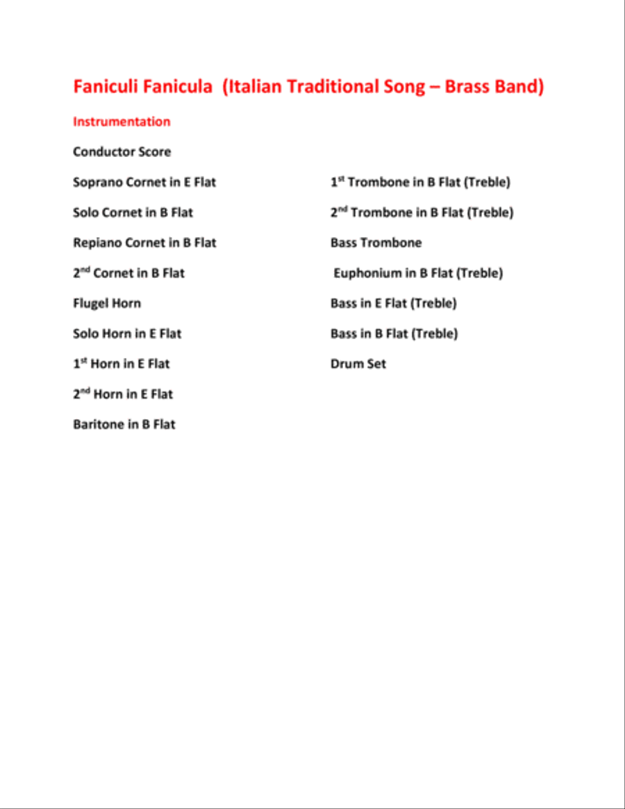 Funiculi Funicula ( For Brass Band) Brass Band scores gallery preview page 2