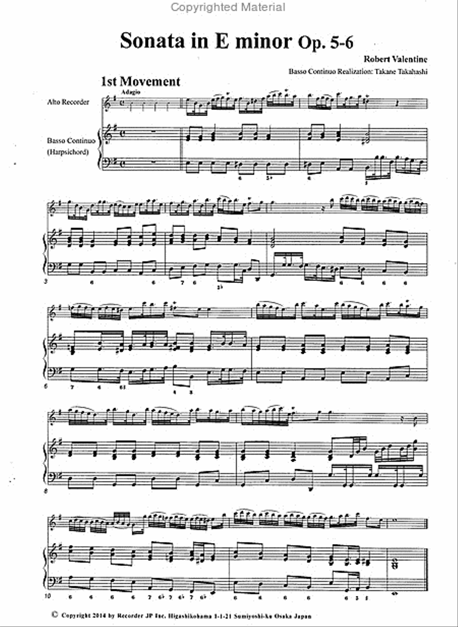 Sonata in E minor Op. 5-6 Alto Recorder scores gallery preview page 3