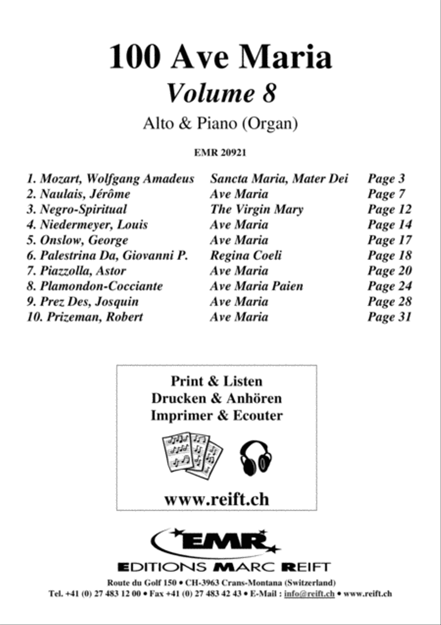 100 Ave Maria Volume 8 Alto Voice scores gallery preview page 2