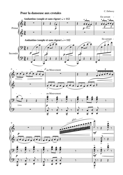 Debussy-Pour la danseuse aux crotales(4hands Piano) image number null