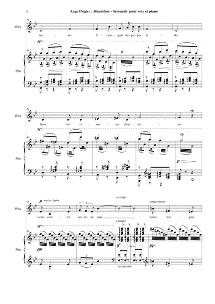 Ange Flégier: Mandoline for high voice and piano High Voice scores gallery preview page 4