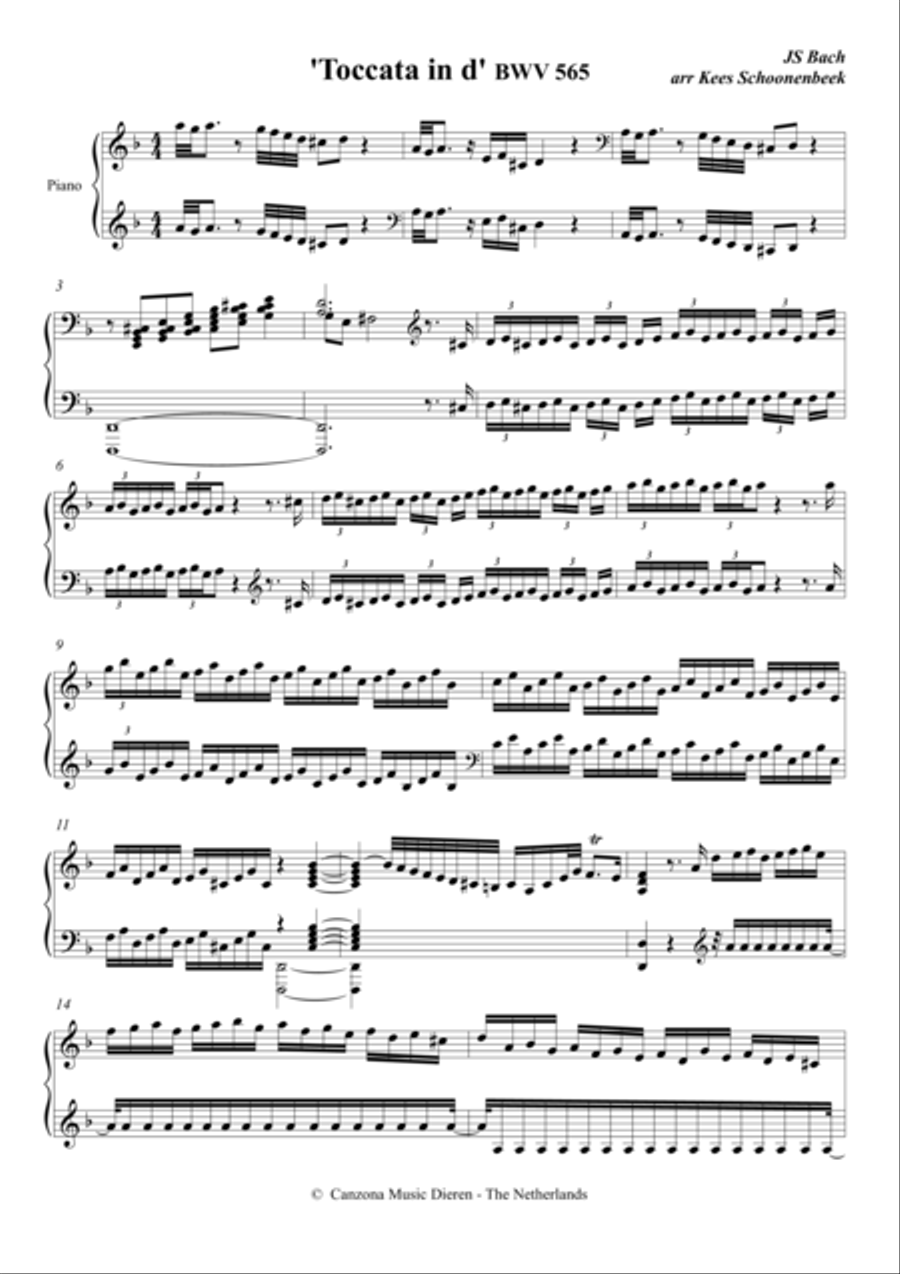 Toccata in d minor Piano Solo scores gallery preview page 1
