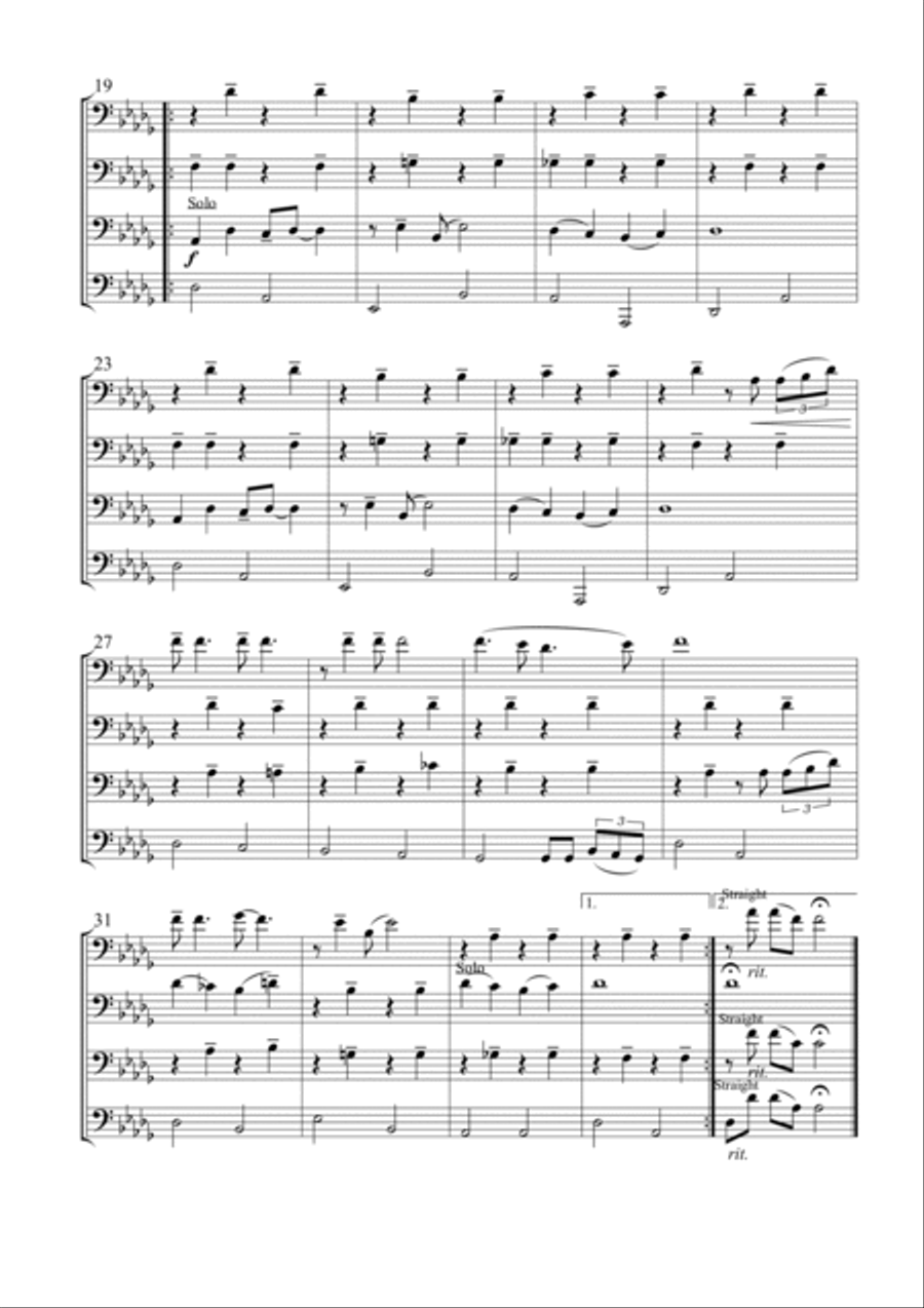 Love Me Tender (Aura Lea) for Trombone Quartet Brass Quartet scores gallery preview page 3