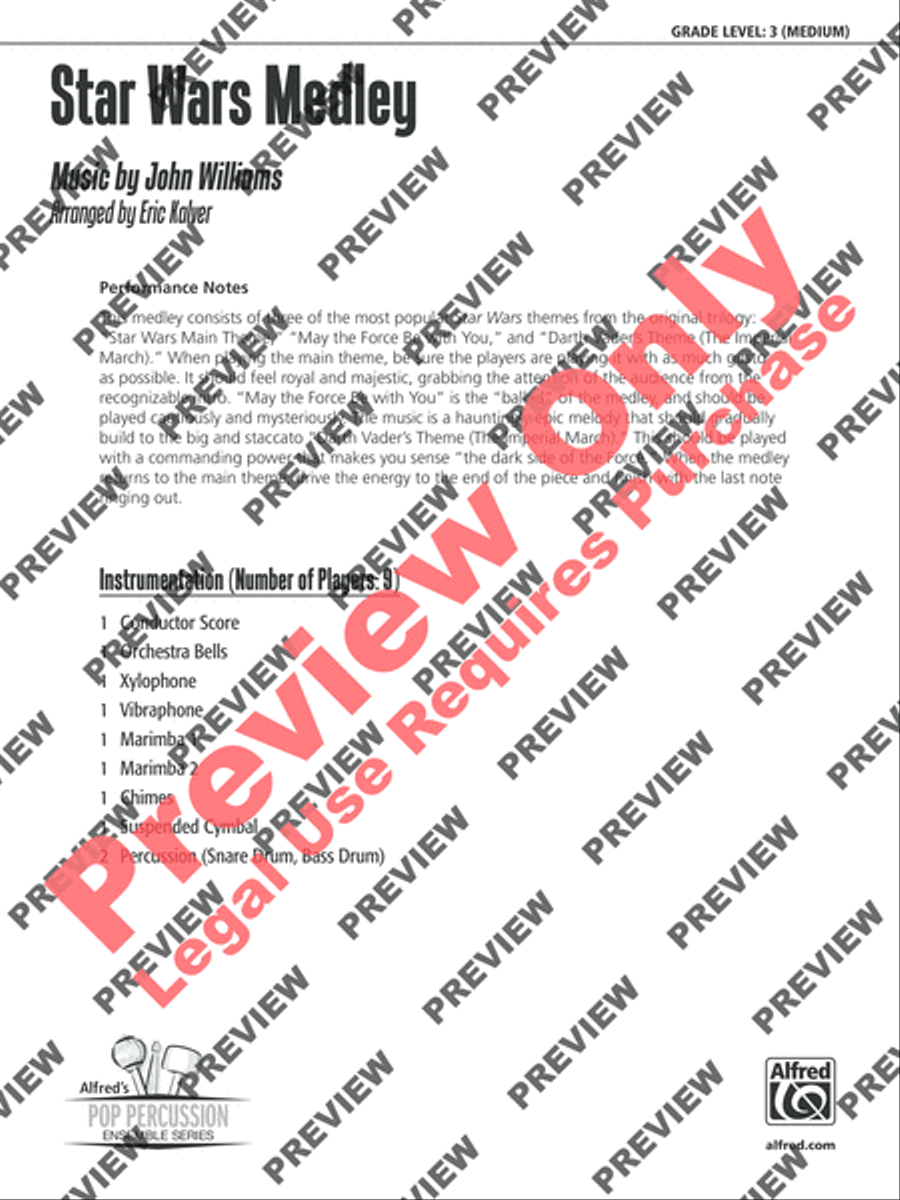 Star Wars Medley Star Wars Medley Percussion Ensemble scores gallery preview page 18