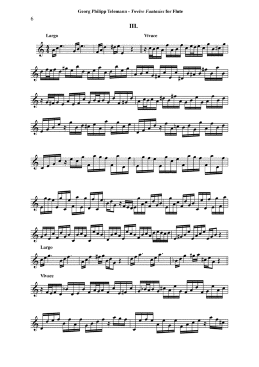 Georg Philipp Telemann: 12 Fantasias for Flute without Bass, TWV 40:2-13, edited by Paul Wehage Flute Solo scores gallery preview page 6
