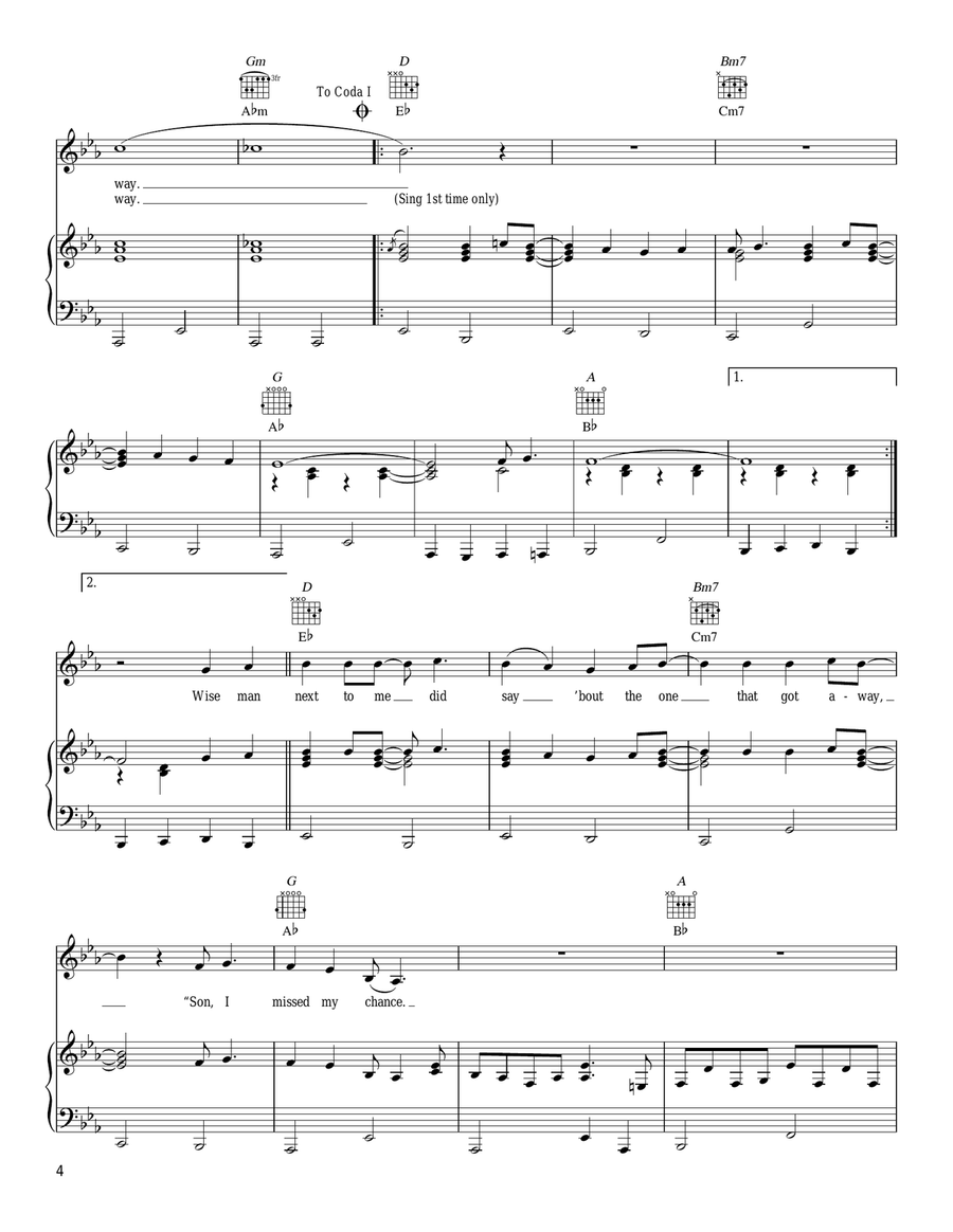As She's Walking Away Piano, Vocal, Guitar scores gallery preview page 4