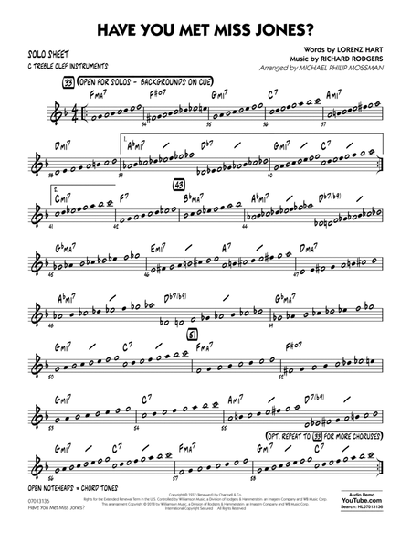 Have You Met Miss Jones? (arr. Michael Mossman) - C Solo Sheet