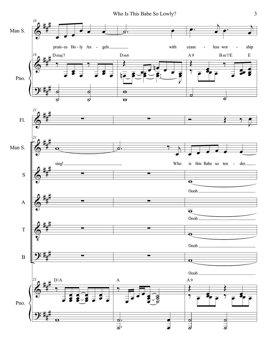 Who Is This Babe So Lowly? (Solo and SATB) 4-Part scores gallery preview page 3