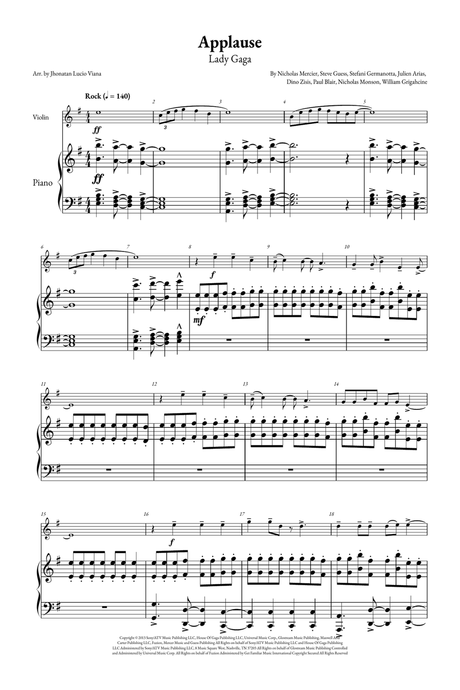 Applause Violin Solo scores gallery preview page 1