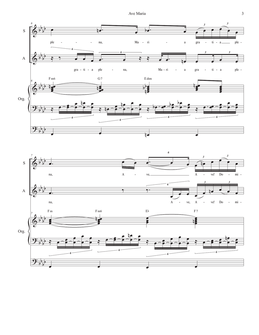 Ave Maria (Duet for Soprano & Alto Solo - Medium Key - Organ Accompaniment) Alto Voice scores gallery preview page 4