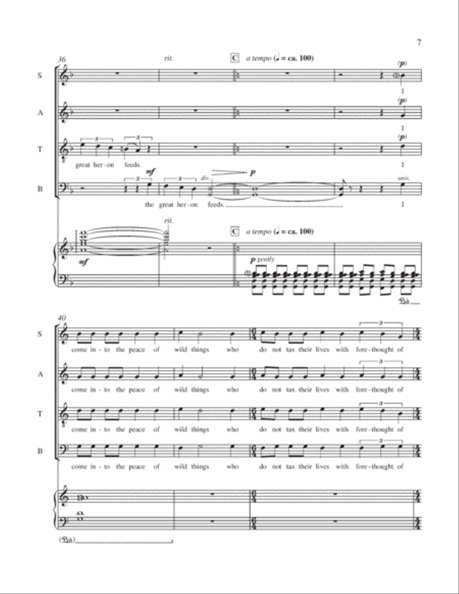 The Great Trees: 1. Peace of Wild Things 4-Part scores gallery preview page 17